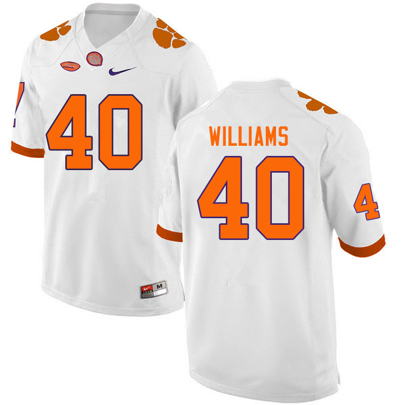 Men #40 Greg Williams Clemson Tigers College Football Jerseys Sale-White